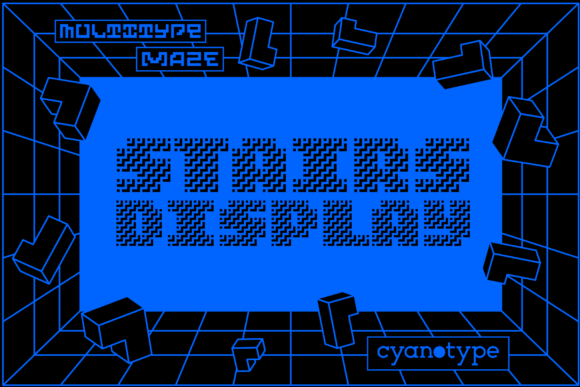 MultiType Maze Stairs Display: A Unique Pixel Font for Creative Designs